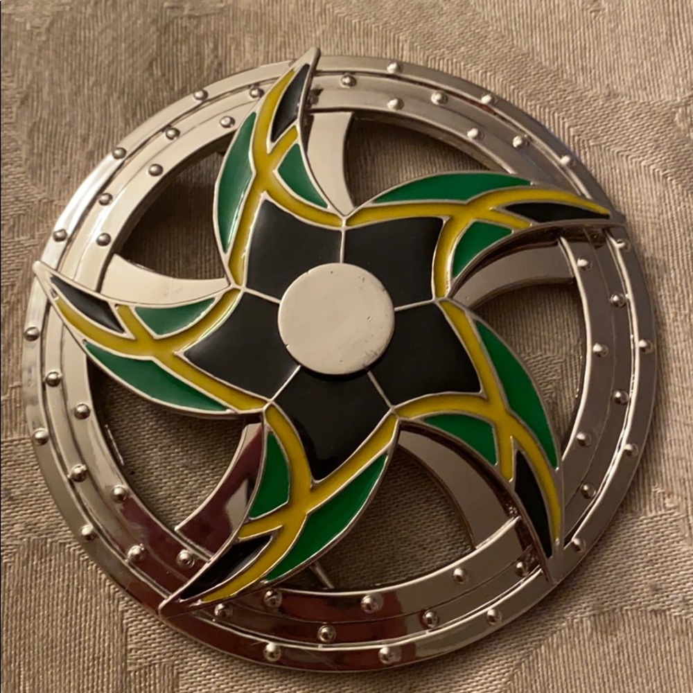 Men’s Belt Buckle Star Spinner Silver Blue